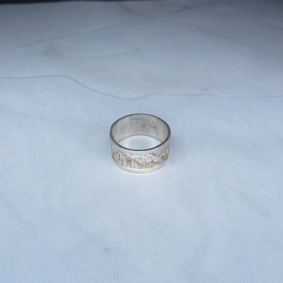 Sterling Silver Two Toned Ring Band - Picture 7 of 10